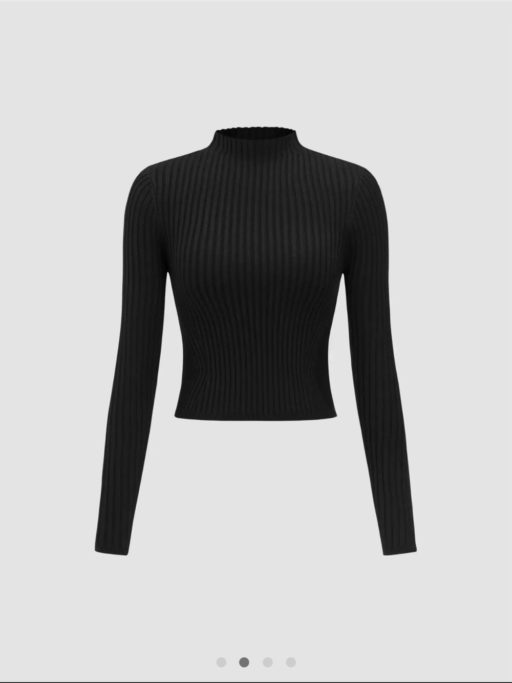Cider Black Ribbed Mock-Neck Long Sleeve Top
